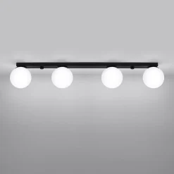 Plafonnier en acier/verre 4 ampoules 4000K - 88x12x14.5cm Sollux