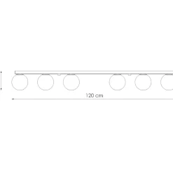 Plafonnier en acier/verre 6 lampes 120x12x14.5cm Sollux