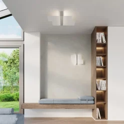 Plafonnier en acier/verre 2 ampoules 4000K - 65x50x11cm Sollux