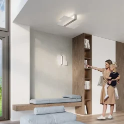 Plafonnier en acier/verre 2 ampoules 4000K - 65x50x11cm Sollux