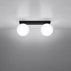 Plafonnier en acier/verre 2 lampes 34.5x12x14.5cm Sollux