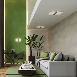 Plafonnier en acier/verre 4 ampoules 3000K - 45x30x5.5cm Sollux