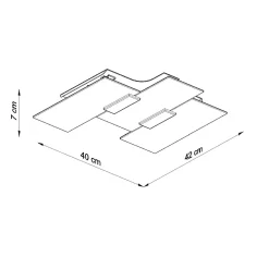 Plafonnier en acier/verre 3 ampoules 3000K - 40x42x7cm Sollux