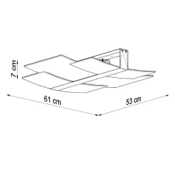 Plafonnier en acier/verre 3 ampoules 4000K - 61x53x7cm Sollux