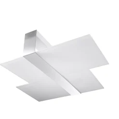 Plafonnier en acier/verre 2 lampes 65x50x11cm Sollux