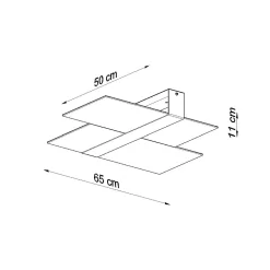 Plafonnier en acier/verre 2 lampes 65x50x11cm Sollux