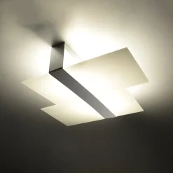 Plafonnier en acier/verre 2 lampes 65x50x11cm Sollux