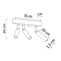Plafonnier en aluminium 3 lampes 35x3x20cm Sollux