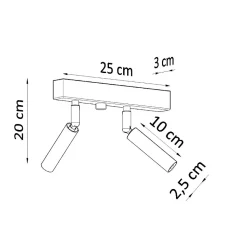 Plafonnier en aluminium 2 lampes 25x3x20cm Sollux