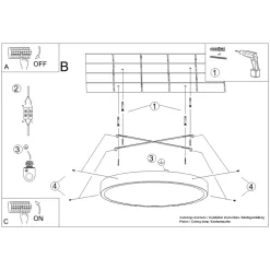 Plafonnier en aluminium, noir H: 6cm