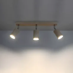 Plafonnier en bois 3 ampoules 3000K - 45x5x20cm Sollux