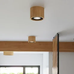 Plafonnier en bois 1 ampoule 3000K - 14x14x10cm Sollux