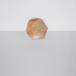 Plafonnier en bois 1 ampoule 4000K - 12x12x12cm Sollux