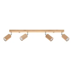 Plafonnier en bois 4 ampoules 3000K - 80x5x20cm Sollux