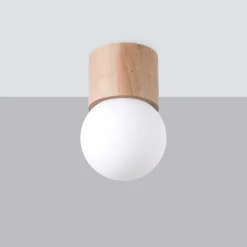 Plafonnier en bois 1 ampoule 3000K - 12x12x19cm Sollux