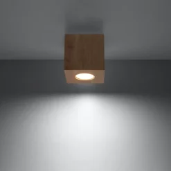 Plafonnier en bois 1 ampoule 4000K - 10x10x10cm Sollux