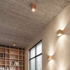 Plafonnier en bois 1 ampoule 4000K - 10x10x10cm Sollux