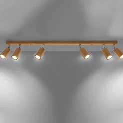 Plafonnier en bois 6 ampoules 4000K - 120x5x20cm Sollux