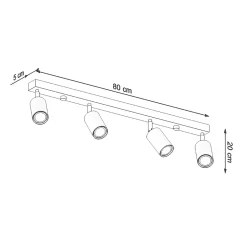 Plafonnier en bois 4 ampoules 4000K - 80x5x20cm Sollux