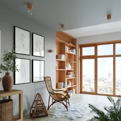 Plafonnier en bois 1 ampoule 3000K - 10x10x10cm Sollux