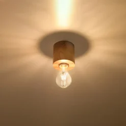 Plafonnier en bois 1 ampoule 3000K - 10x10x10cm Sollux