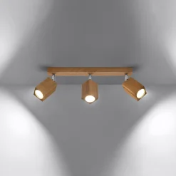 Plafonnier en bois 3 ampoules 4000K - 45x5x20cm Sollux