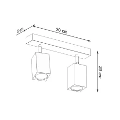 Plafonnier en bois 2 ampoules 3000K - 30x5x20cm Sollux