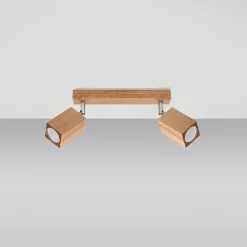 Plafonnier en bois 2 ampoules 3000K - 30x5x20cm Sollux
