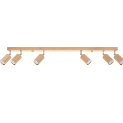 Plafonnier en bois 6 ampoules 3000K - 120x5x20cm Sollux