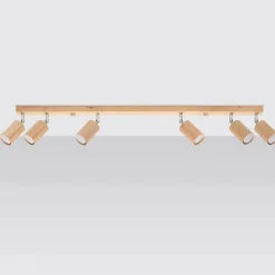 Plafonnier en bois 6 ampoules 3000K - 120x5x20cm Sollux