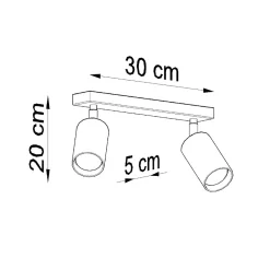 Plafonnier en bois 2 ampoules 4000K - 30x5x20cm Sollux