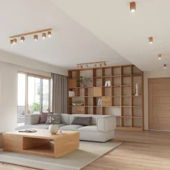 Plafonnier en bois 6 lampes 120x5x20cm Sollux