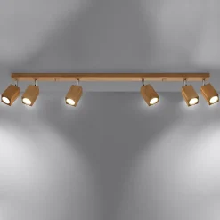 Plafonnier en bois 6 lampes 120x5x20cm Sollux