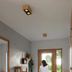 Plafonnier en bois 1 lampes 14x14x10cm Sollux