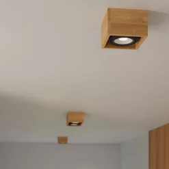 Plafonnier en bois 1 lampes 14x14x10cm Sollux