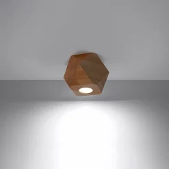 Plafonnier en bois 1 lampes 12x12x12cm Sollux