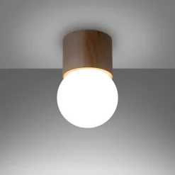 Plafonnier en bois 1 lampes 12x12x19cm Sollux