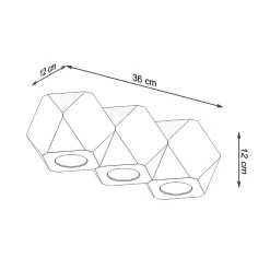 Plafonnier en bois 3 lampes 36x12x12cm Sollux