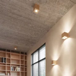 Plafonnier en bois 1 lampes 10x10x10cm Sollux