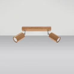 Plafonnier en bois 2 lampes 30x5x20cm Sollux