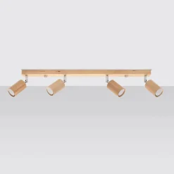 Plafonnier en bois 4 lampes 80x5x20cm Sollux
