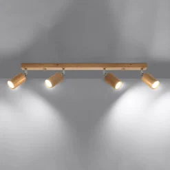 Plafonnier en bois 4 lampes 80x5x20cm Sollux