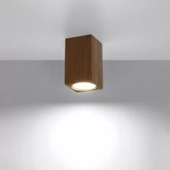 Plafonnier en bois 1 lampes 6x6x10cm Sollux