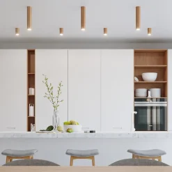 Plafonnier en bois 3 lampes 45x5x20cm Sollux