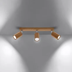 Plafonnier en bois 3 lampes 45x5x20cm Sollux
