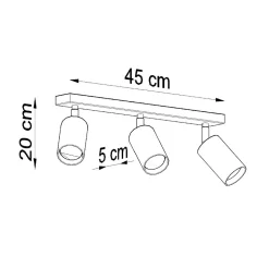 Plafonnier en bois 3 lampes 45x5x20cm Sollux