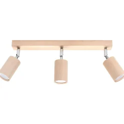 Plafonnier en bois 3 lampes 45x5x20cm Sollux