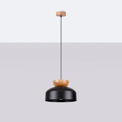 Plafonnier en bois/acier 1 lampes 29.5x29.5x130cm Sollux