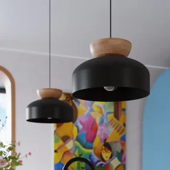 Plafonnier en bois/acier 1 lampes 29.5x29.5x130cm Sollux