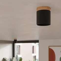 Plafonnier en bois/aluminium 1 ampoule 3000K - 12x12x14cm Sollux